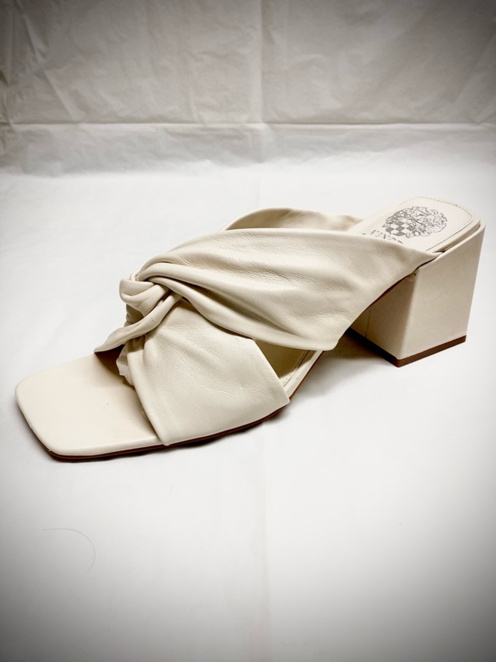 NWOT Vince Camuto Leather Crossband Block Heel Slide/Sandal - Picture 3 of 15